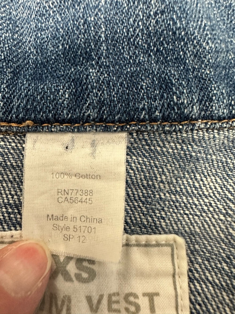 J Crew Classic Blue Sleeveless Denim Vest with Yellow Fabric Back (1022) - Picture 7 of 10